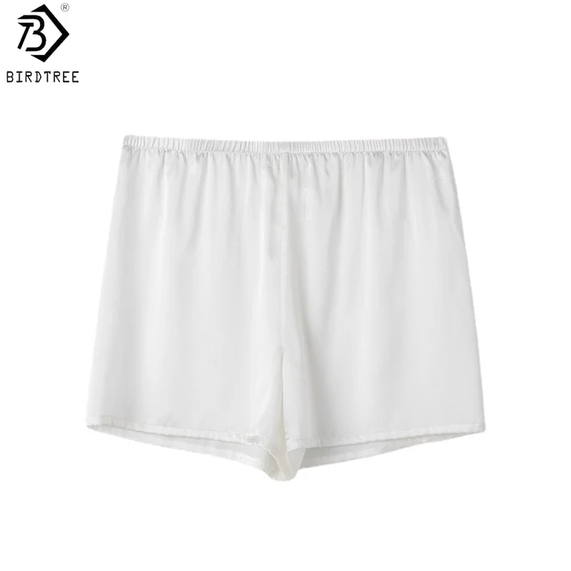 

Birdtree 19MM 93% Real Silk 7% Spandex Safety Shorts,Women Plain Satin Anti-Exposure Insurance Pants,Bottoming Panties P61605JF