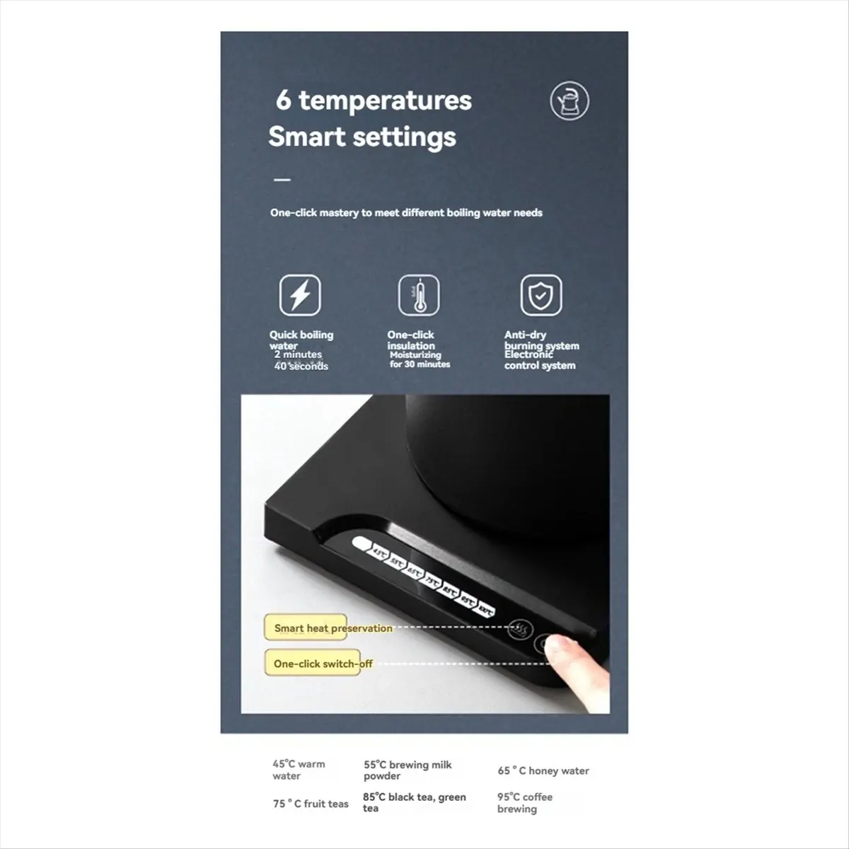 belong 1.0 L Gooseneck Electric Kettle 6Temperature Settings 1000W Boiling Kettle for Coffee/Tea/Oatmeal, Free B EU Plug