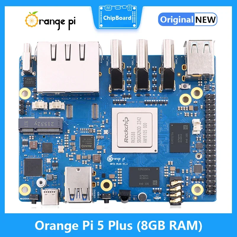 Orange Pi 5 Plus 8GB RAM Single Board Computer RK3588 PCIE Module External Wifi6-BT5.0 SSD Pi5 Plus Board Run Android Debian OS