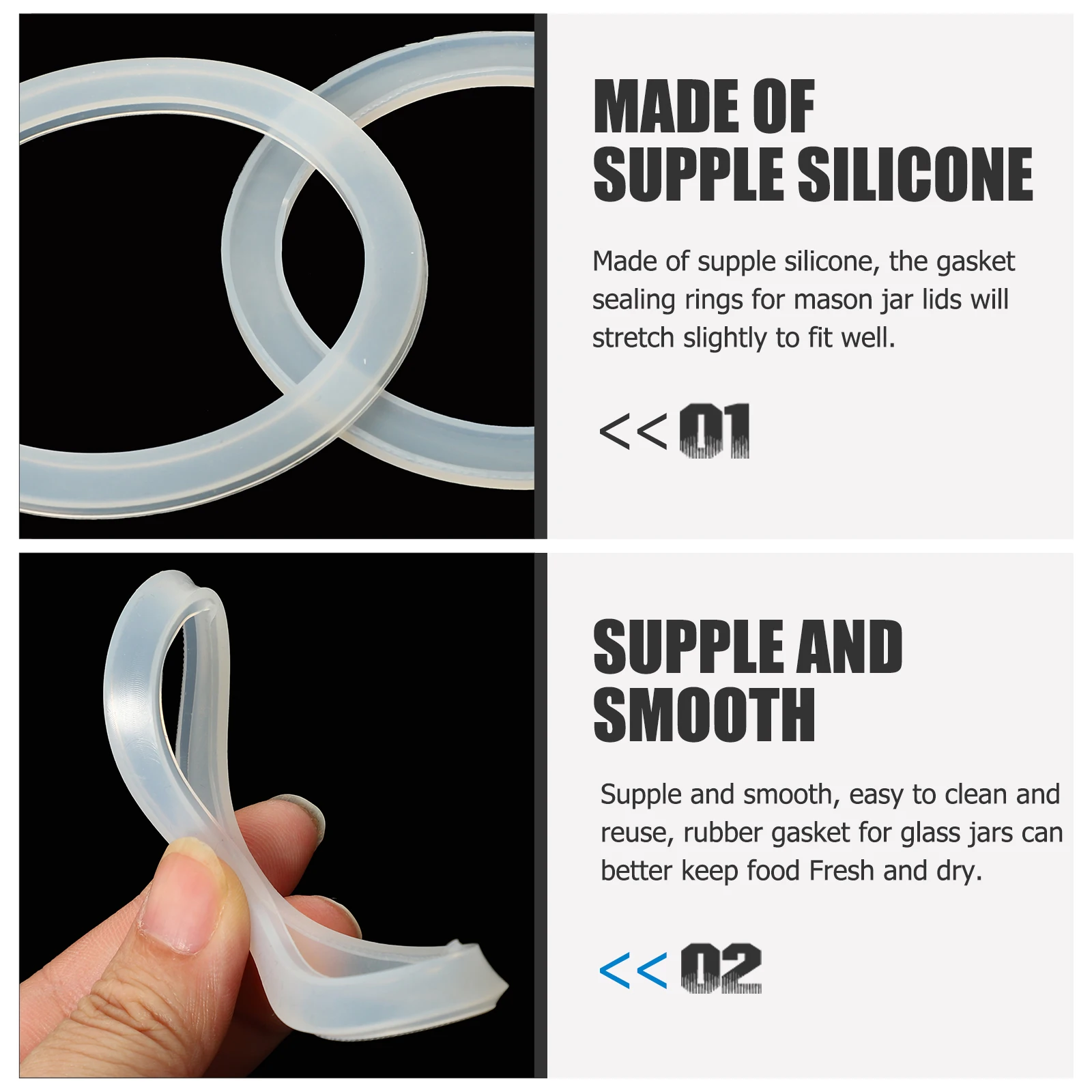 

20pcs Silicone Sealing Rings Wide Mouth Canning Lids Food Grade Jar Gaskets Leakproof Mason Jars Supplies Kitchen Bar
