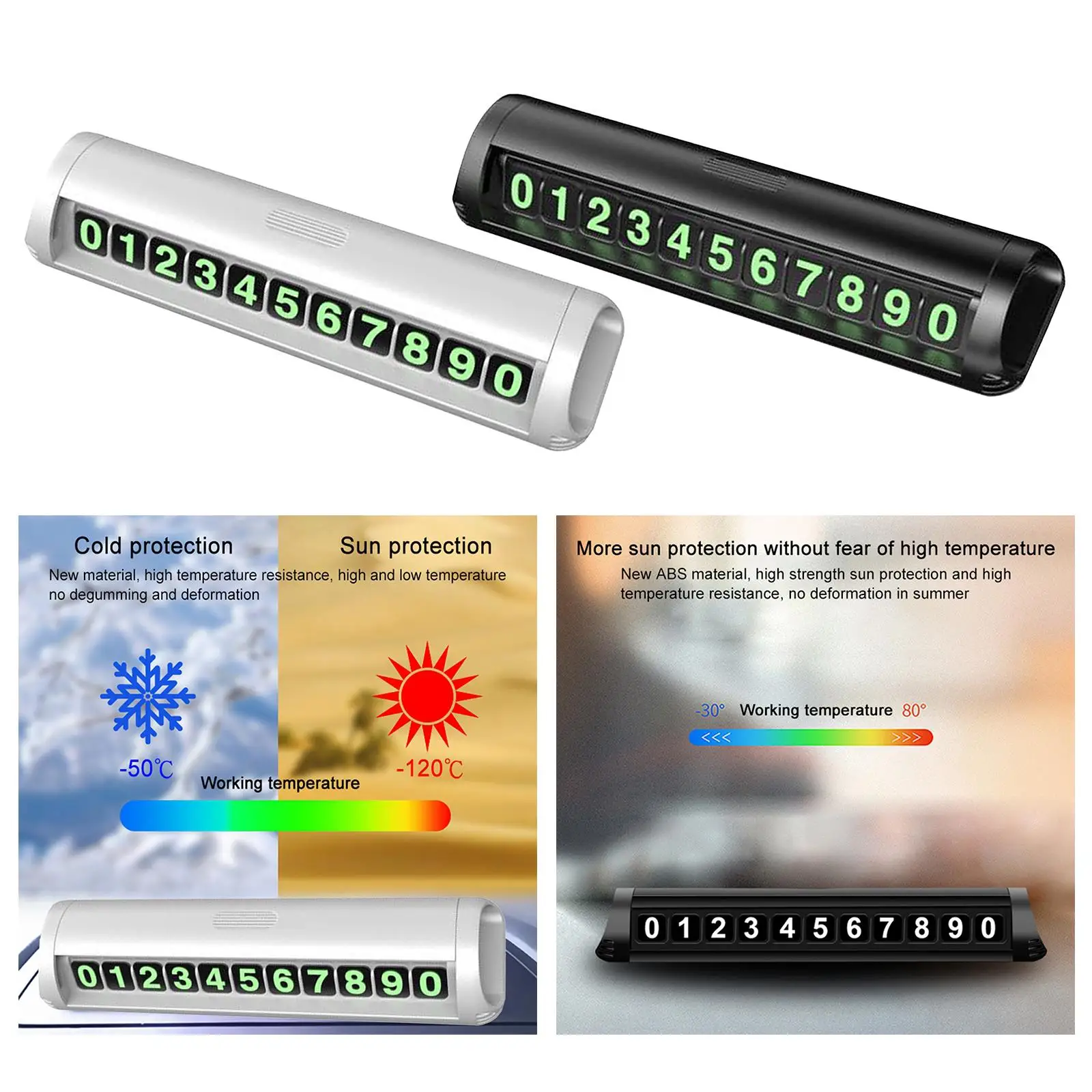 Número secreto luminoso para aparcamiento de coche, placa de notificación de número de teléfono, tarjeta de estacionamiento temporal