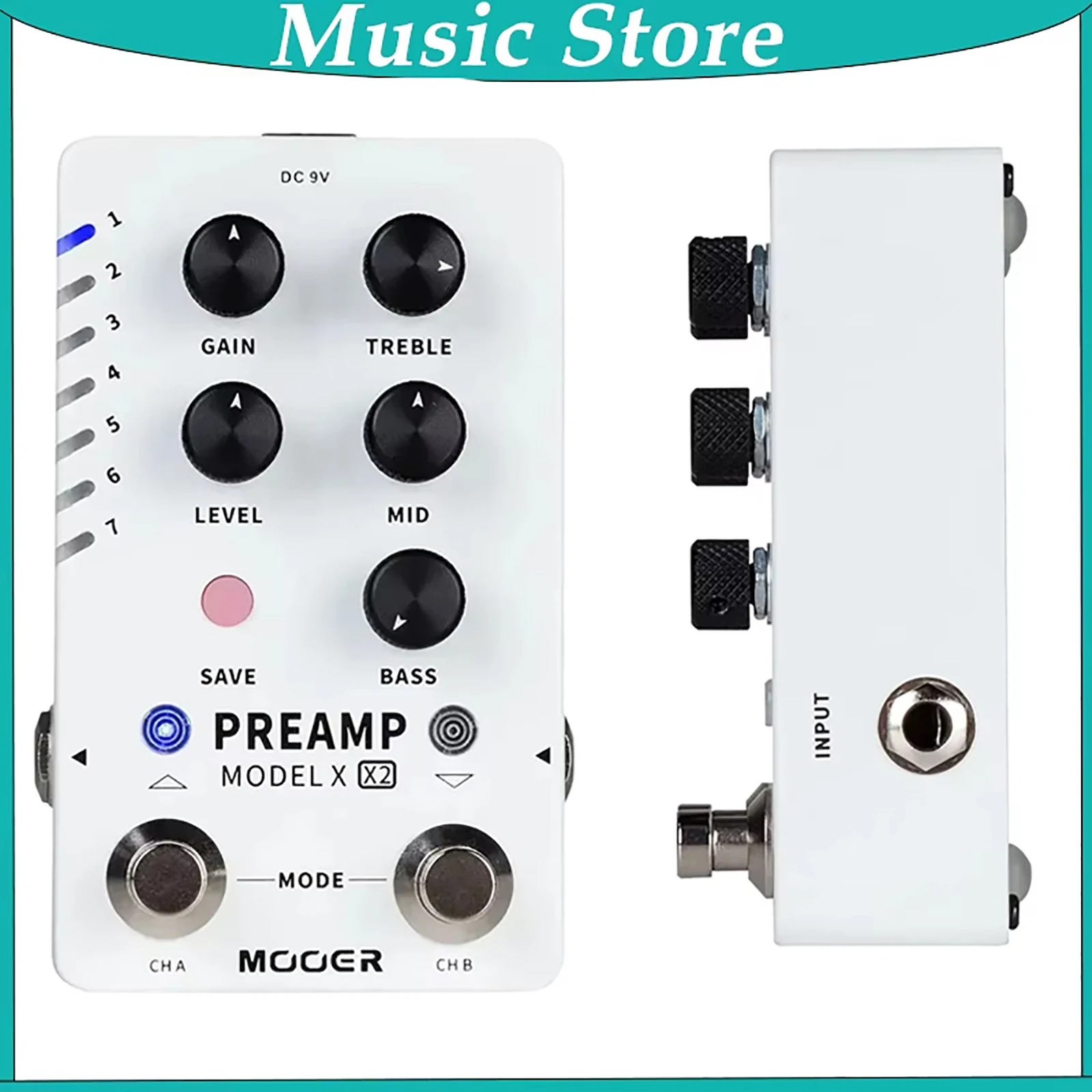 MOOER PREAMP MODEL X X2 Guitar Effects Pedal Digital Preamp with Dual Channels 3 Built-in Cabinet Simulations 14 Preset Slots