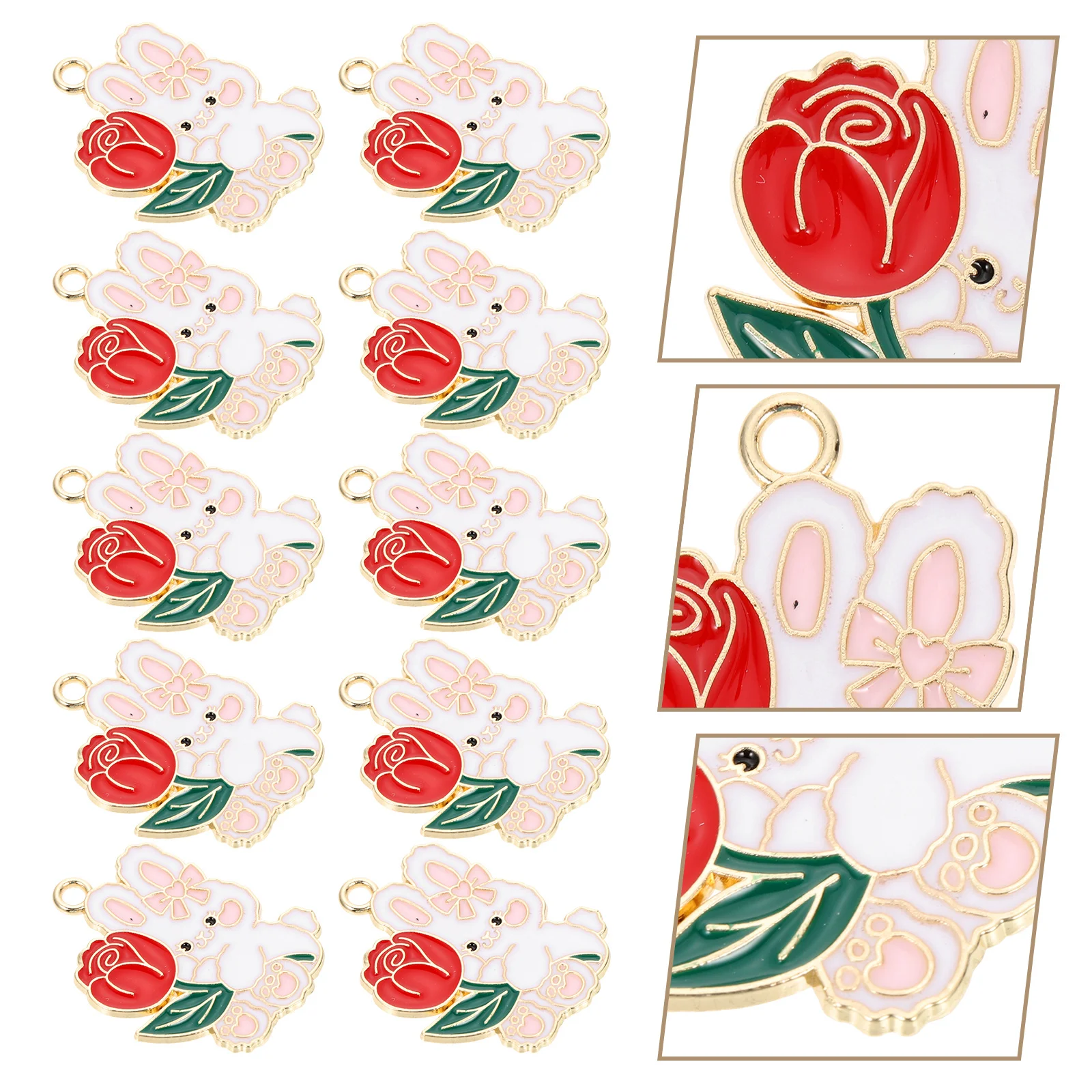 

10Pcs Keychain Accessories Rabbit Charm Pendants Cartoon Bunny Design DIY Jewelry Making Supplies for Bracelet Necklace