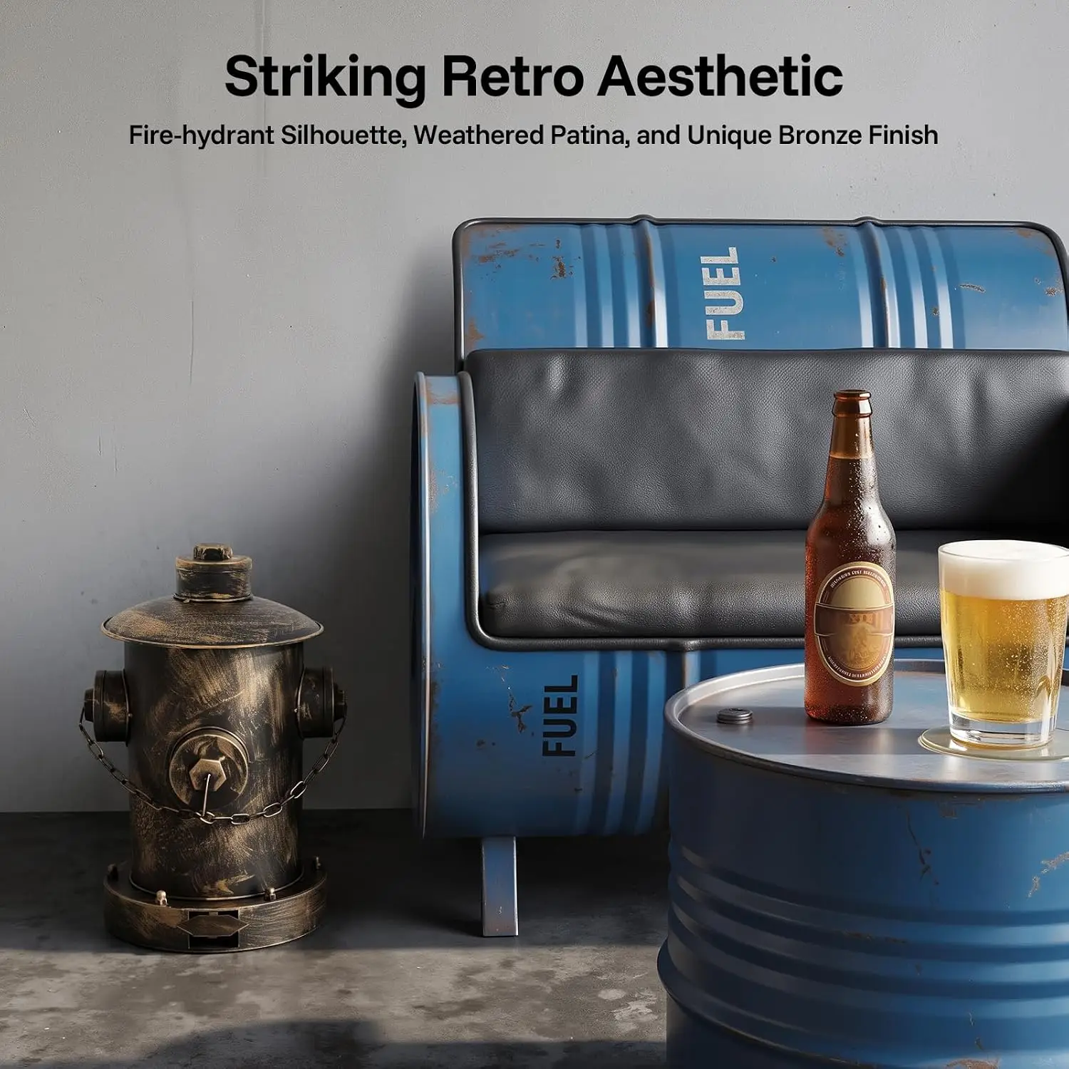 Fire Hydrant Trash Can, Retro Garbage Can Wrought Iron Pedal Trash Can Large Capacity Garbage Can with Removable Inner Bucket