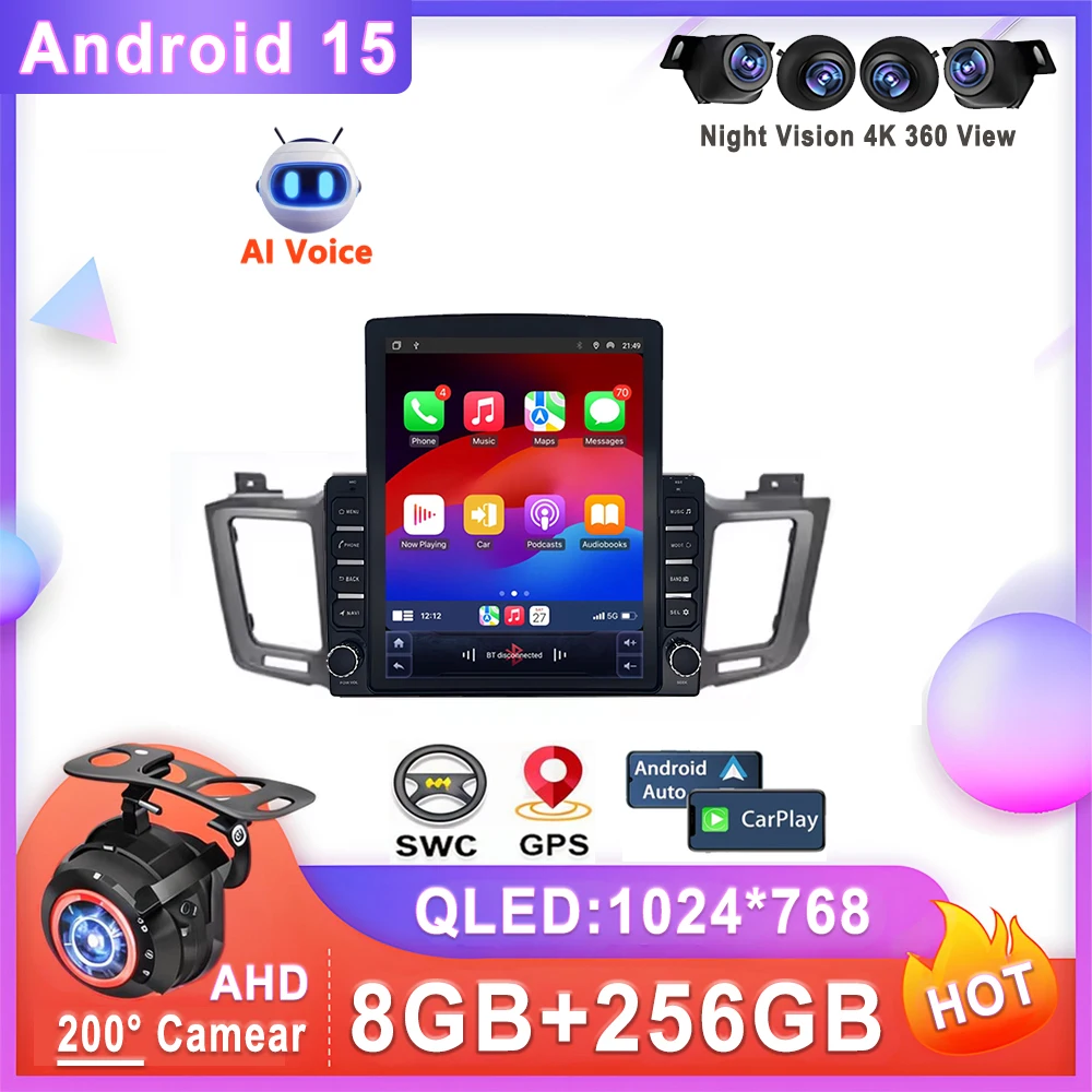 

9.7 inch Auto Radio Android 15 For Toyota RAV4 RAV 4 Xa40 2012 - 2019 Stereo Head Unit Multimedia Player No 2din DVD QLED Screen