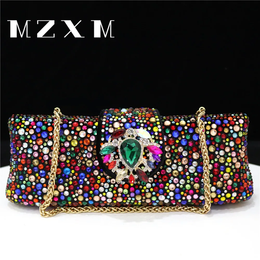 2024 Metal Flower Buckle Women\'s Handbag Diamond Luxury Handle Chain Girl\'s Evening Bag With Chain Shoulder Handbag