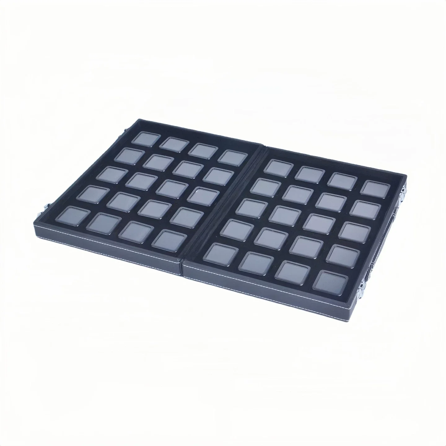 Large Capacity Transparent Metal Bare Diamond Box Bare Stone Colored Gem Storage Pu Display Box Portable Collection Exhibition