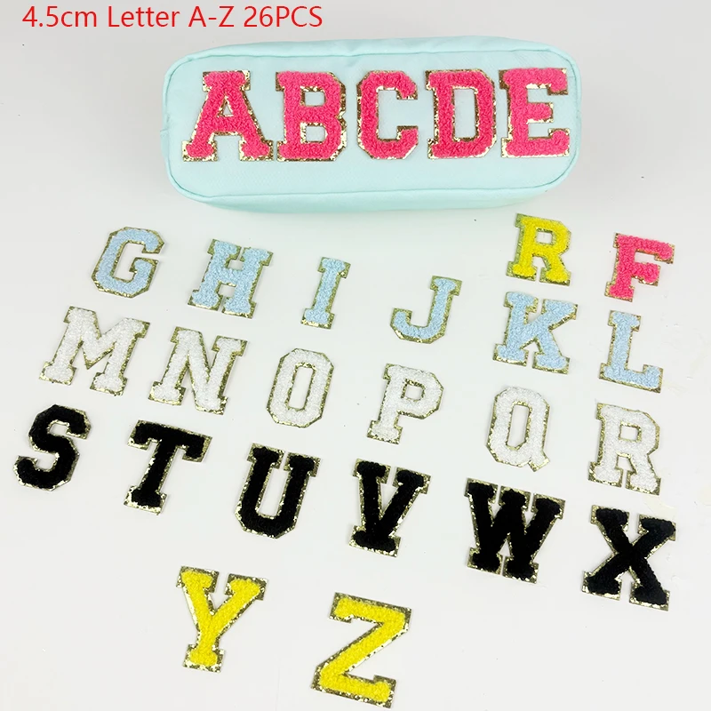 

Height 4.5 cm 26 Letters,A~Z Cute Coloured English Alphabet Letter Fabric Embroidery Applique Stick on Patches For Cothing Bag