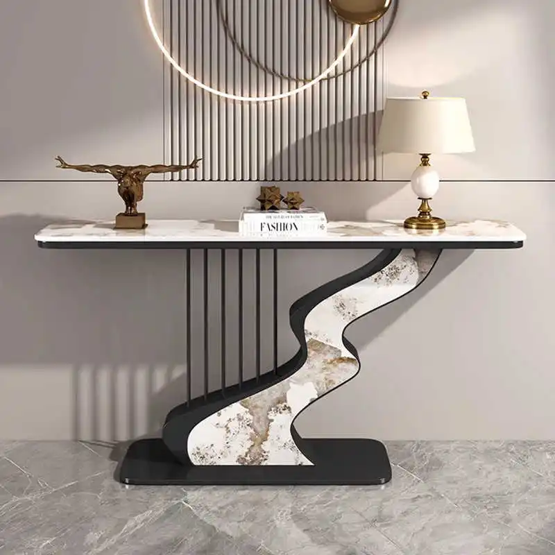 Slate entrance cabinet is opposite the door, hotel light luxury creative fashion simple wall foyer corridor entrance table