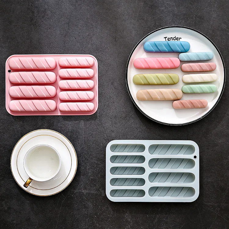 

2 Pack 9-hole Long Threaded Strips of Different Sizes Silicone Molds Cake Molds Baking Trays Chocolate Molds Baking Accessories