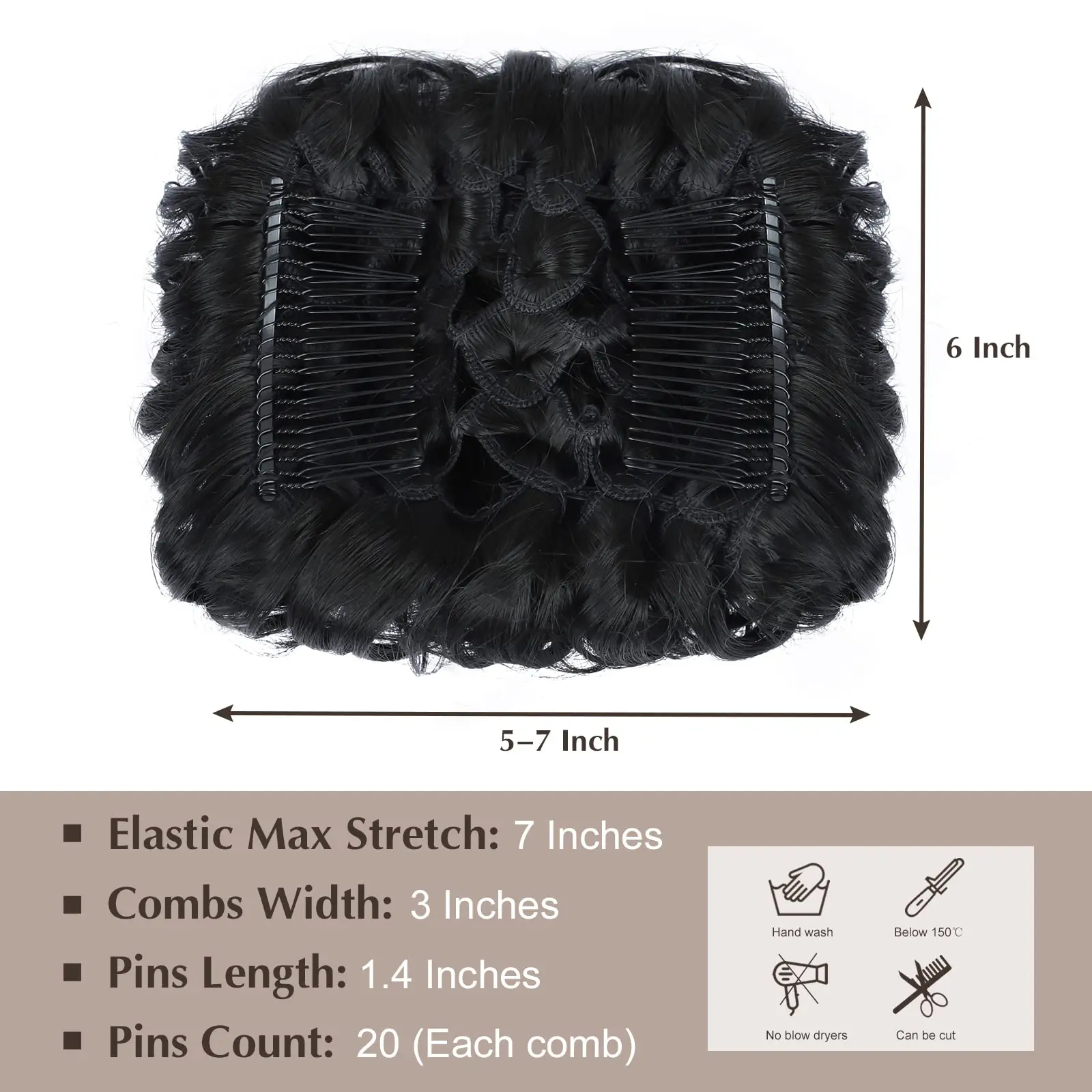 Syntetyczny roztrzepany kok z grzebieniami Scrunchie Chignon Hairpiece Curly Dish Hair Bun Extension Combs in Hair Piece for Women Girls