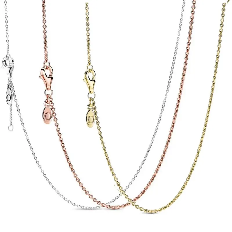 925 sterling silver new women jewelry rose gold necklace can be designed with original charm pendant necklace DlY  jewelry gift