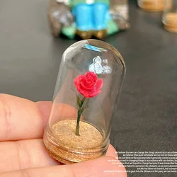 1PC Miniature Rose Glass Protective Cover Scale Model Mini Ornaments Simulation Models Home Decor Crafts