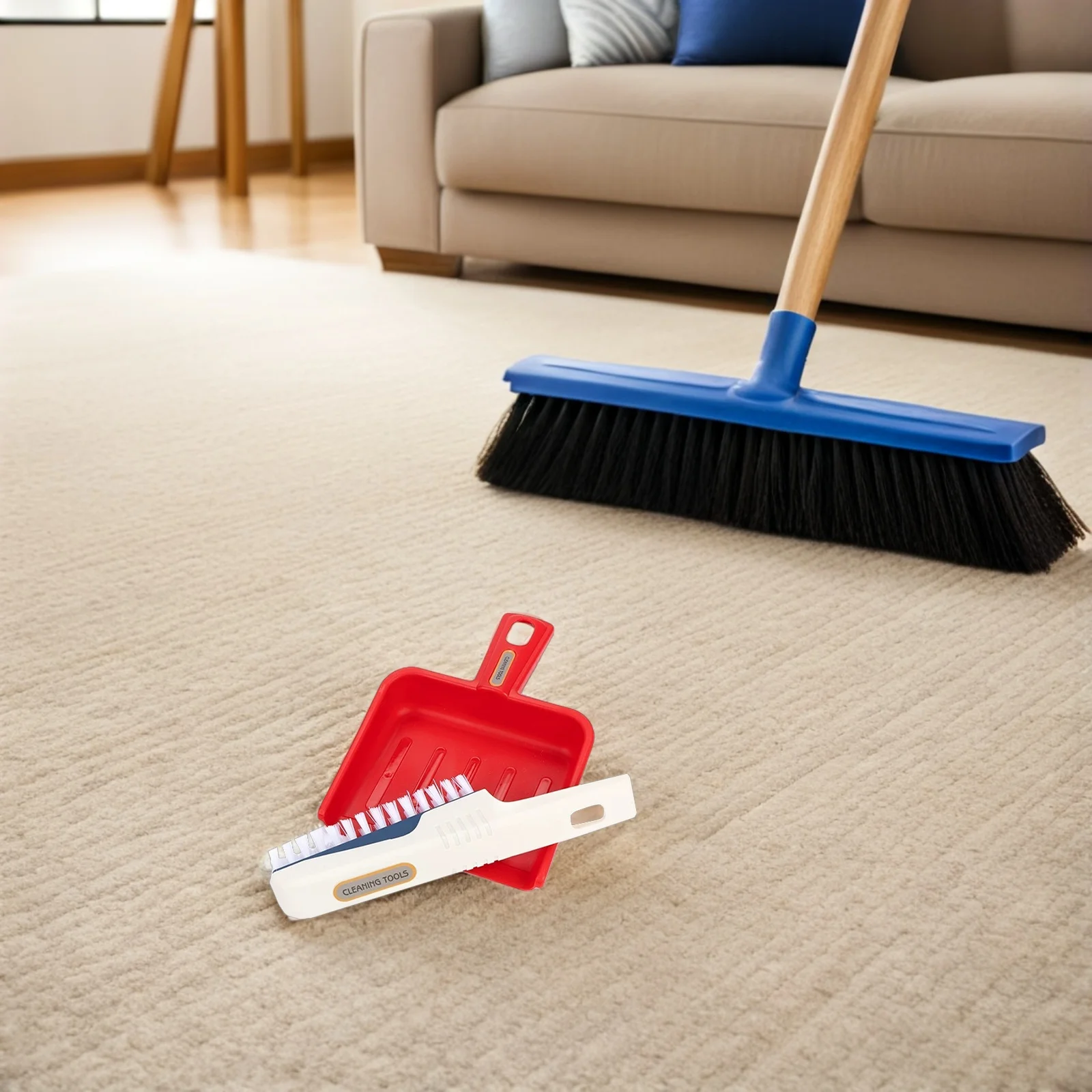 1 conjunto de limpeza realista das crianças conjunto mop vassoura pá balde fingir casa role play ferramentas educacionais haste