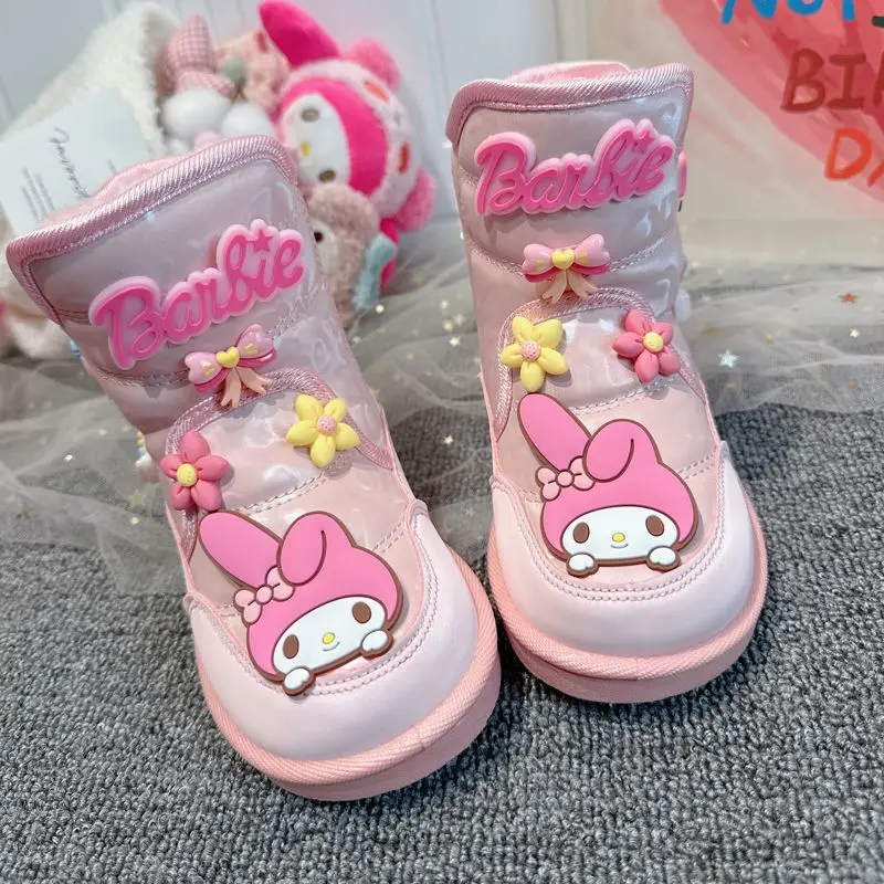 

New My Melody Anime Kawaii Lovely Thickened Snow Boots Cute Cartoon Children Soft Shoes Waterproof Sports Sneakers Gifts