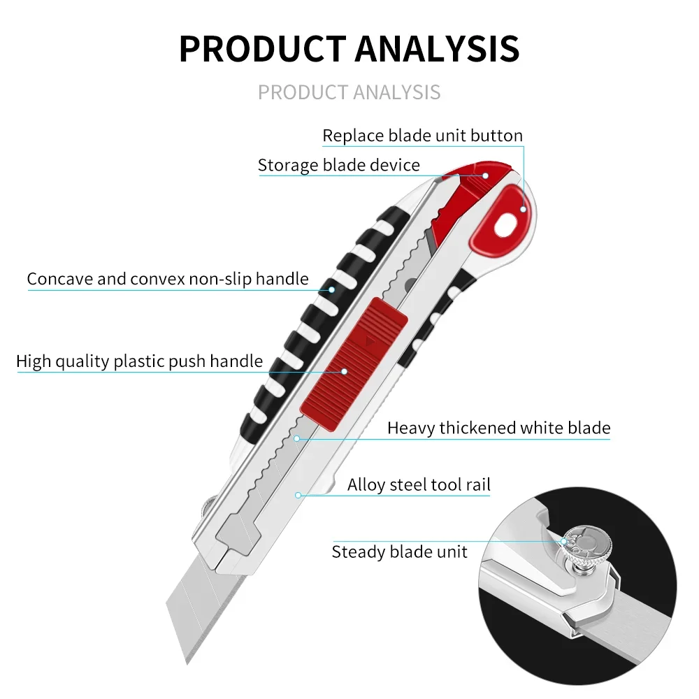 LUXIANZI المحمولة قابل للسحب سكّين متعدّد الاستخدامات لقطع فتح علبة الة قطع الورق لتقوم بها بنفسك أدوات يدوية المفاجئة القاطع سكين وشفرات #4