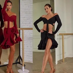 Latin Dance Dress black red leopard latin skirt latin leotard latin dress Dress Rumba ChaCha latin dresses woman zym 23116