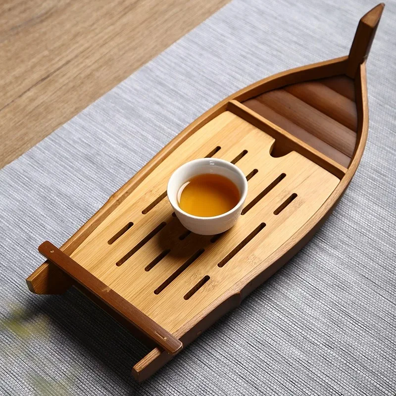 Creative Bamboo Boat Tea Tray Kung Fu Tea Sets Home Storage Tea Table