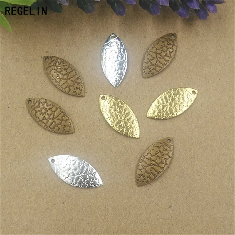 REGELIN Vintage Leaf Charms Silver Color Leaves Jewelry Findings 20pcs 13x19mm DIY Necklace Bracelet Making Craft Accessories