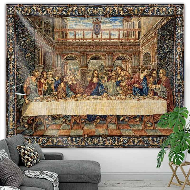 The Last Supper Tapestry Christ Resurrection Jesus Easter Wall Art Room Decor Christmas Decoration Large Fabric Vintage Blankets