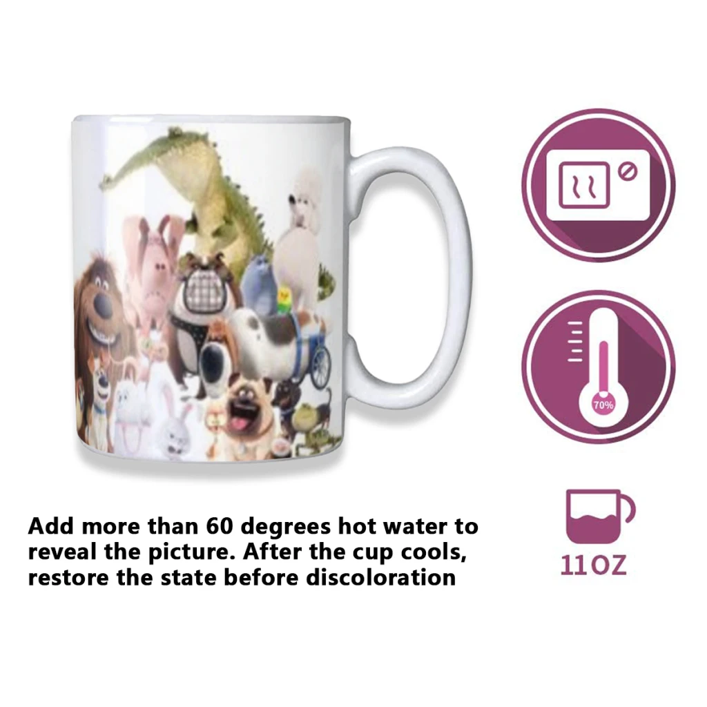 Cartoon T-The Secret Life of Pets Creativity Change Color Chang mug Ceramic mug Hot Coffee Cup Breakfast Cup mug Friend Gift