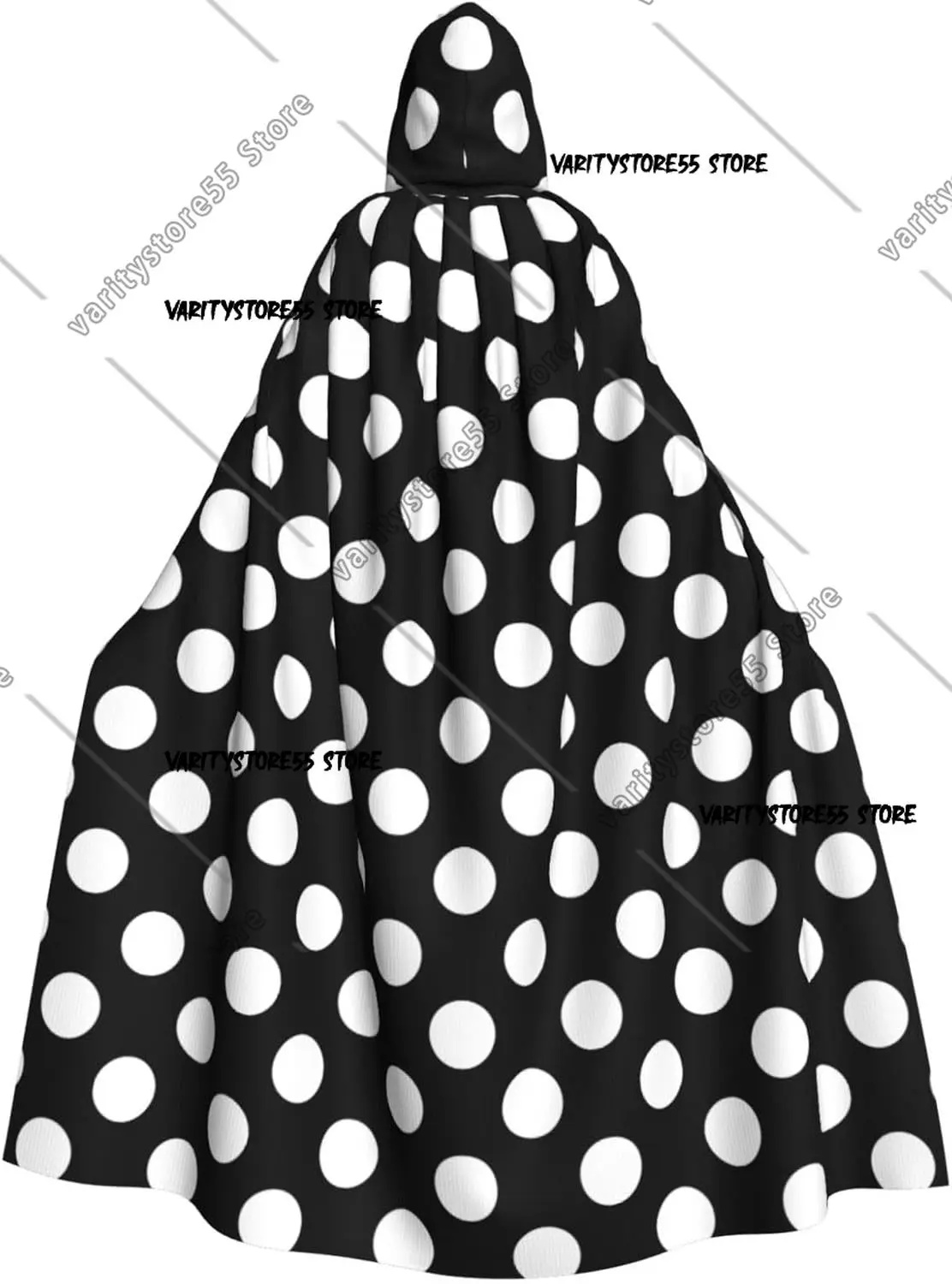 

Плащ волшебника с капюшоном для мужчин и женщин, черный, белый цвет в горошек, накидка ведьмы с капюшоном, накидка вампира, костюмы на Хэллоуин