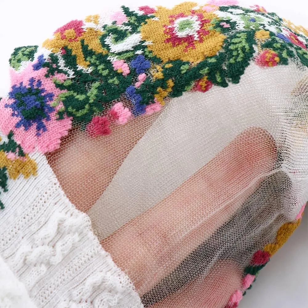 Calzini Lolita Moda Estate Perla Bocca superficiale Primavera Ricamo Fiori Calzini Calze Calzini da barca Calzini corti