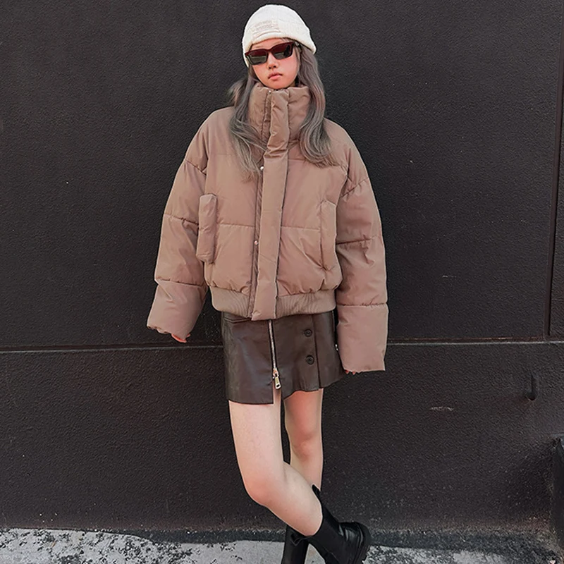 الاتجاه الأمريكي سترات قصيرة النساء Y2K الهيب هوب الوقوف طوق أسفل سترة قطن شتاء جديد المتخصصة تصميم رشاقته مبطن ملابس خارجية #2