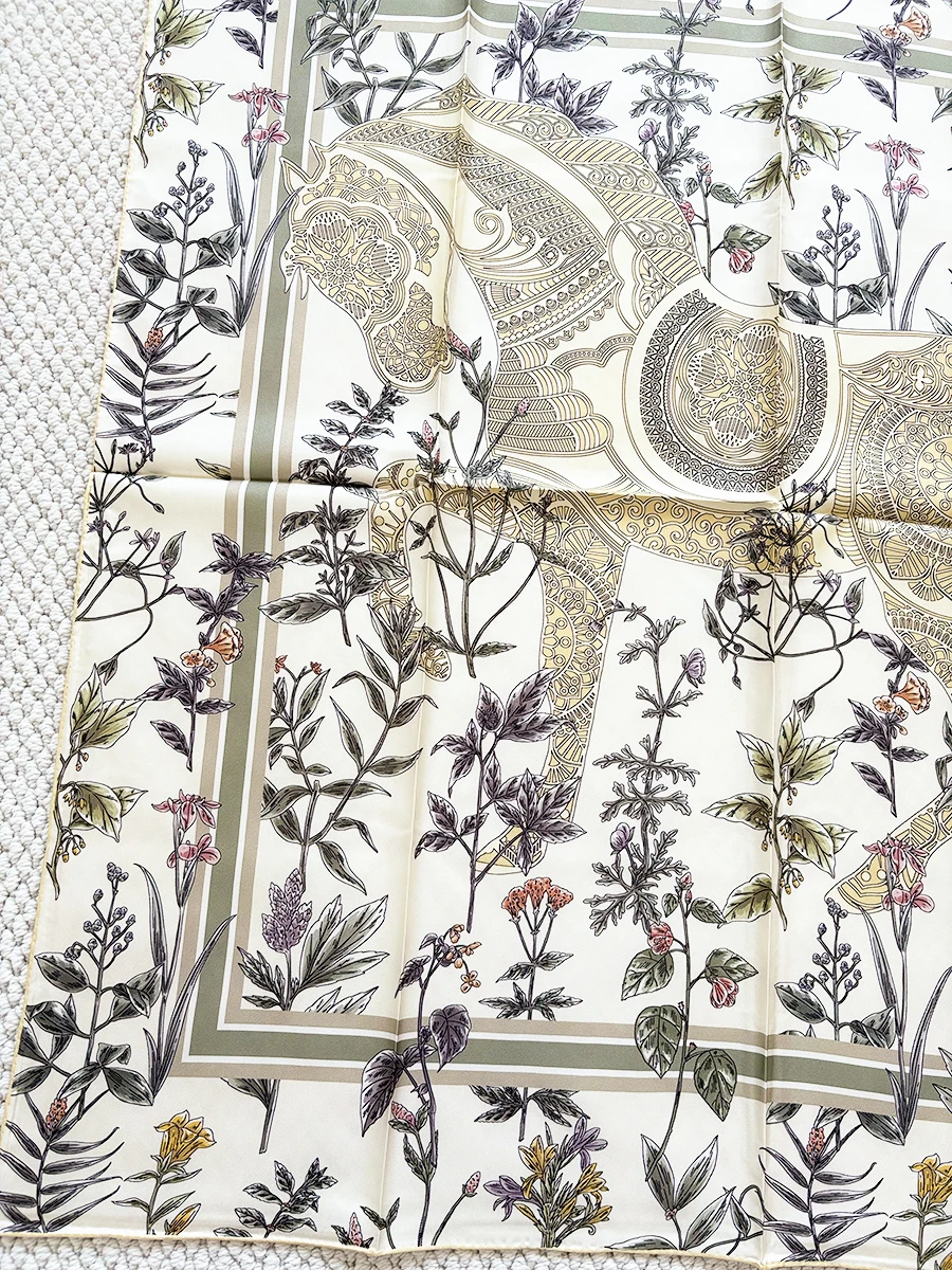 14MM Silk Scarf 90cm Women Square Shawls Hand-Rolled Edges Bandanas Neck Belt Bag Bandanas Clothing Accessories Christmas Gift