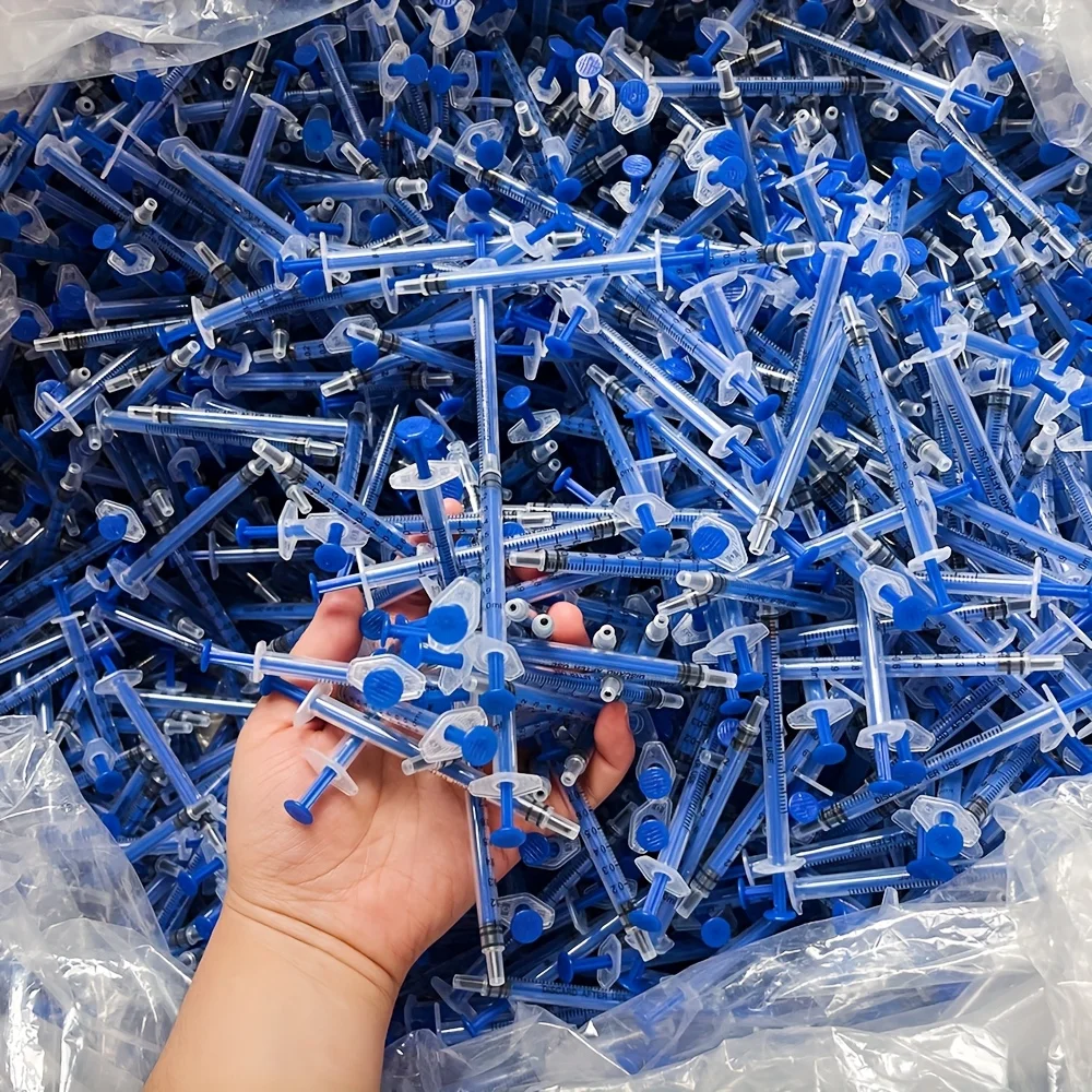 50PCS/100PCS 1ml 1cc Syringe Plastic Blue Bar Injector, No Needle, Suitable for Petouth, Supplement, Oil or Glue Applicator