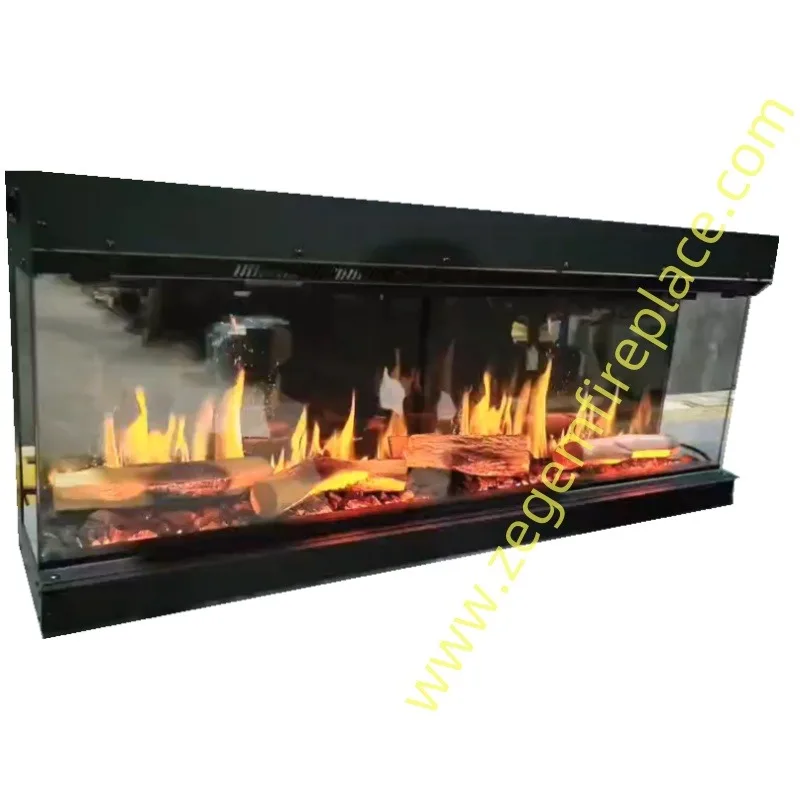 European Style 3 Sided LED Electric Fireplace 1000 Mm Smart APP Controlled Simulated Flame