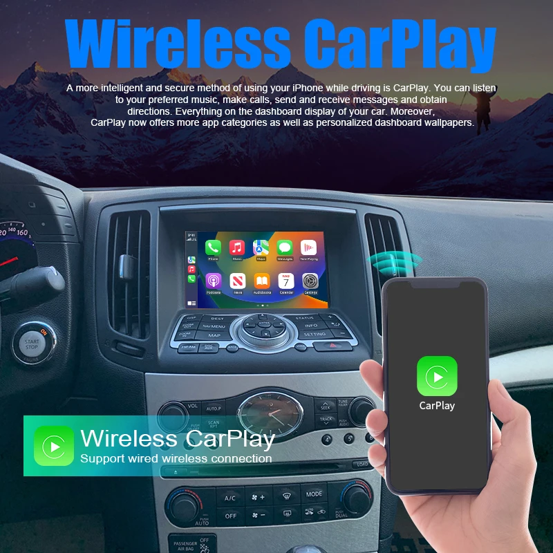 Wireless CarPlay Android Auto for infiniti G35 Low G37 model QX60 Mirror Aftermarket CarPlay Retroft Multimedia Navigation