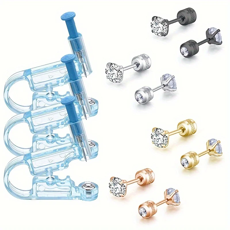 11/13pcs Ear Piercing Tool Kit with Disposable Ear Piercing Gun Set & Stainless Steel Cubic Zirconia Lobe Tragus Cartilage Studs