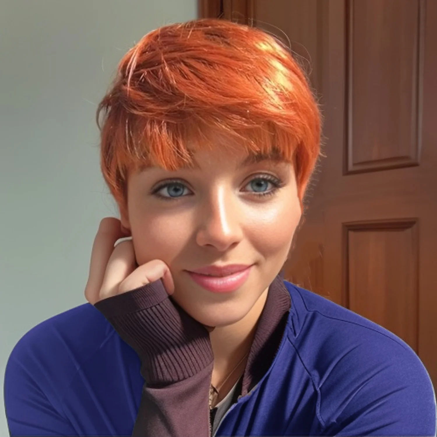 짧은 레이어드 픽시컷 인모 가발 앞머리 포함 풀 머신 메이드 브라질리언 인모