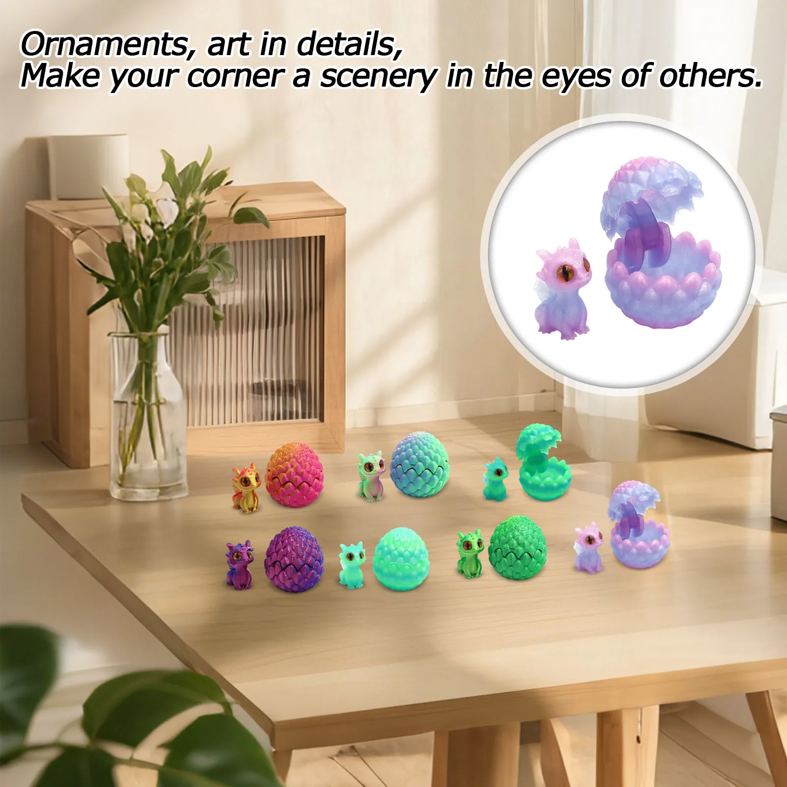 مجموعة بيض التنين المطبوعة ثلاثية الأبعاد لعبة أطفال ملونة الحلي نموذج الضغط هدايا الأطفال الإبداعية ﻿