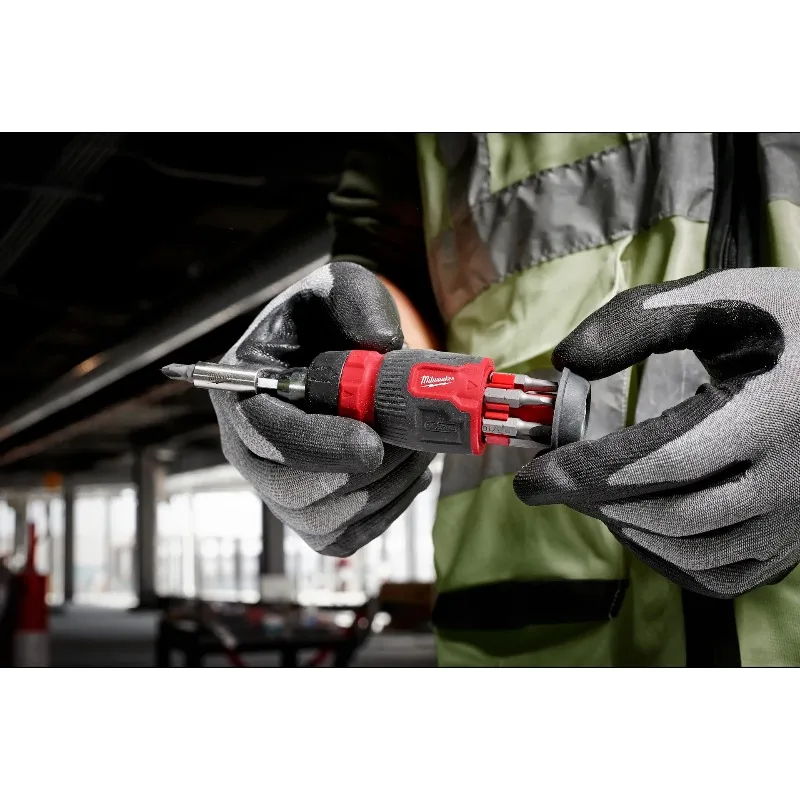 Milwaukee 48-22-2913 8-in-1 Ratcheting Compact Multi-Bit Screwdriver All Metal Ratchet Magnetic Bits Storage Hand Tool view 6