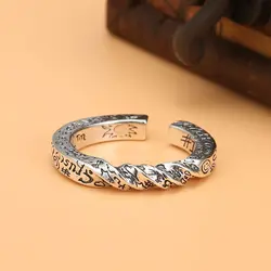 925 Sterling Silver Letter Graffiti Adjustable Rings For Women Engagement Wedding Jewelry Wholesale