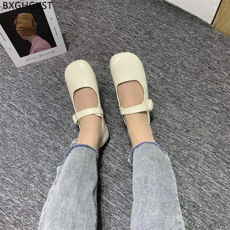 Mary Jane Ladies Shoes Luxury Designer Harajuku Flat Shoes Women Patent Leather Casual Shoes Barefoot Zapatos Planos De Mujer