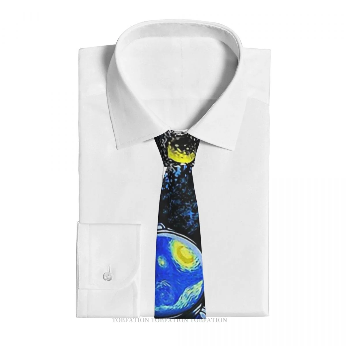 Starry Night Gravity Print Ties Vincent Van Gogh Painter Casual Unisex Neck Tie Shirt Decor Narrow Striped Slim Cravat