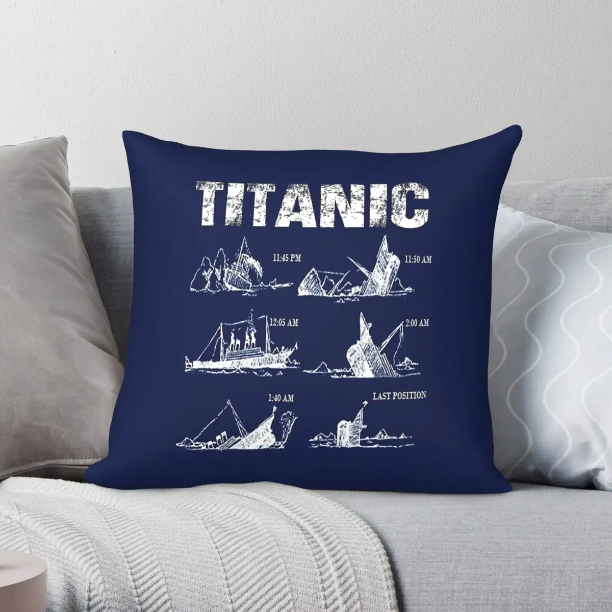 Titanic Sinking Vintage Square Pillowcase Polyester Linen Velvet Pattern Zip Decor Car Cushion Cover Wholesale