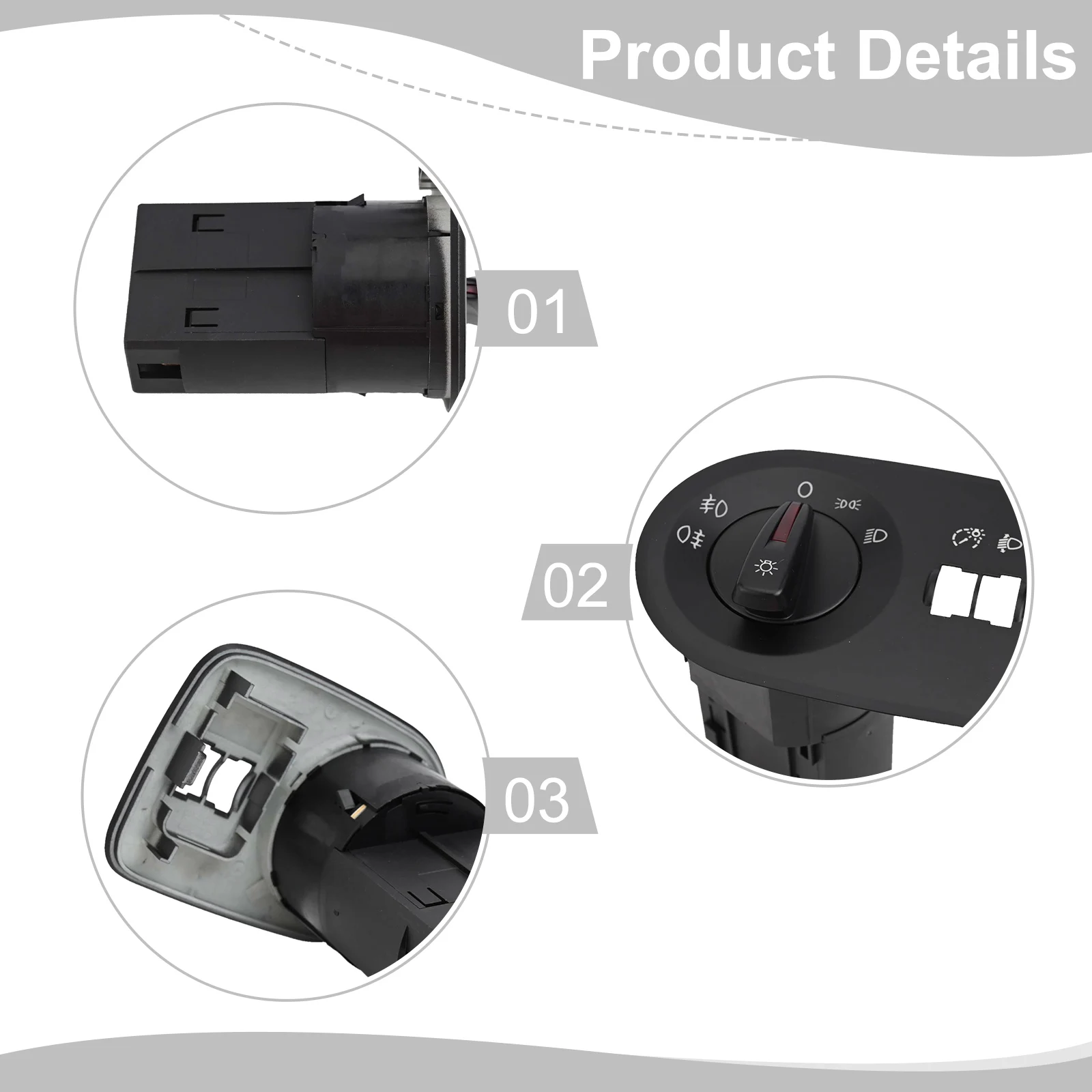 Headlight Fog Light Lamp Control Switch Cover Cap Repair Kit For Seat For Ibiza 2009-2015 6J1941531AL Car Accessories