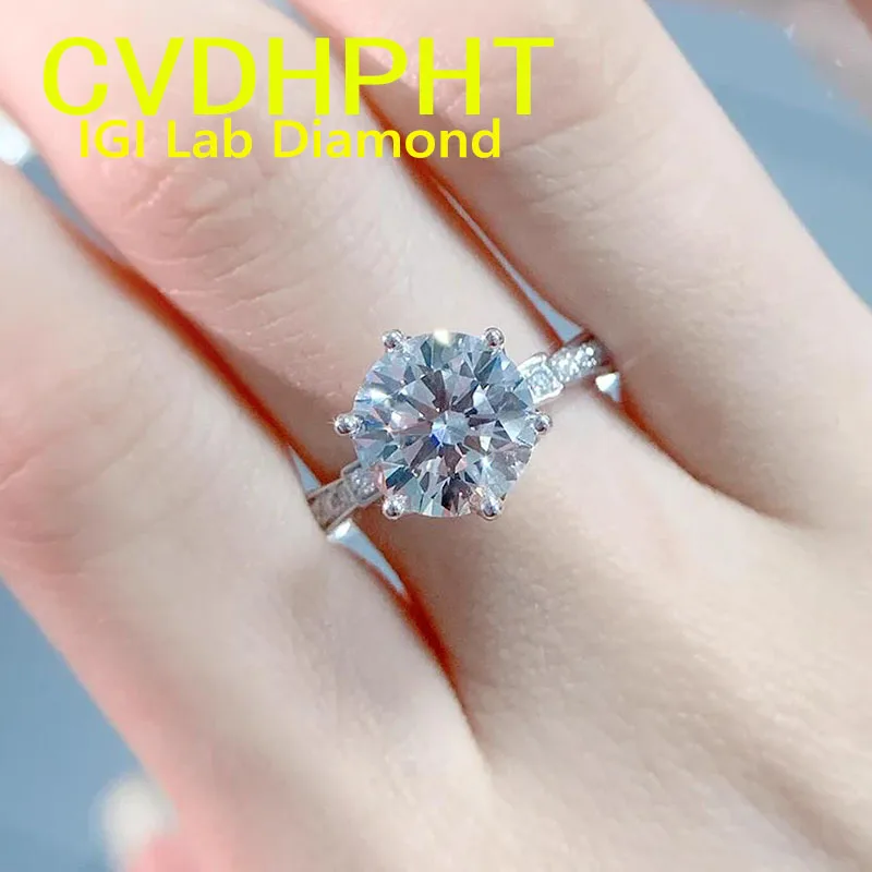 

IGI Lab Growing Diamond Ring Round D Color 1 2 3 4Ct Solid 10K White Gold Ring Diamond wedding ring Factory Engagement Ring
