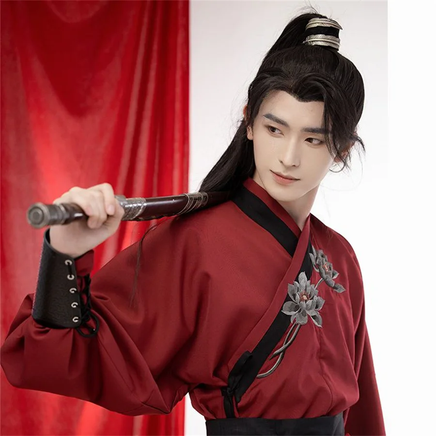 

Chinese Traditional Printed Hanfu 2025 Carnival Cosplay Costume Gradient Red&Black Hanfu Sets Men Large Size 2XL Hanfu Men