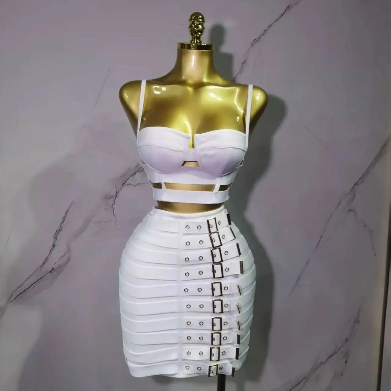 

Женская сексуальная мини-облегающая бандажная юбка с вырезами, комплект из двух предметов, 2025 год, знаменитости, высокая уличная одежда, вечерние наряды для дня рождения, клуба и вечеринки