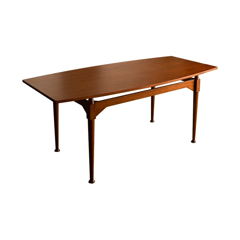 Table à manger médiévale en bois massif, table rectangulaire en teck wabi wind, bureau de maison chez l'habitant