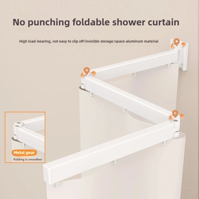 Foldable Invisible Shower Curtain - No Drill Bathroom Barrier Mold-Proof Waterproof Wet Dry Divider for Luxe Bathroom Separation