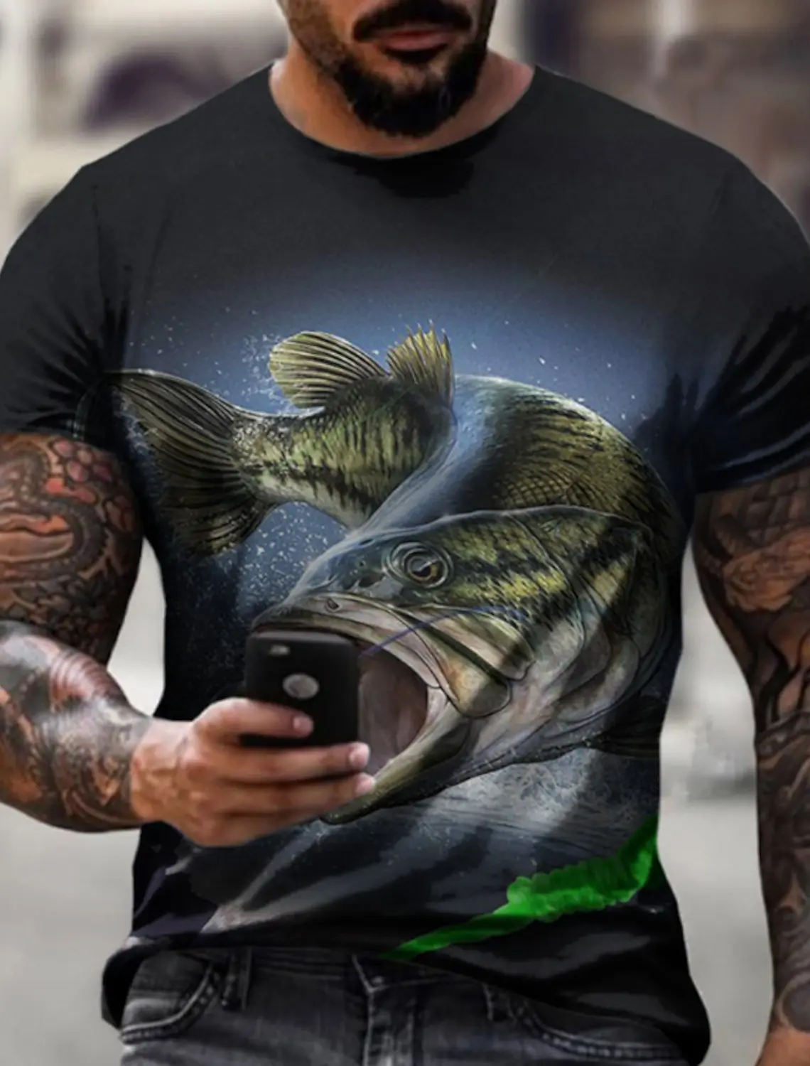 Men\'s T-shirt Fish 3D Print Outdoor Street Short Sleeve Print Clothing Apparel Sports Designer Fishing Casual shirts for men