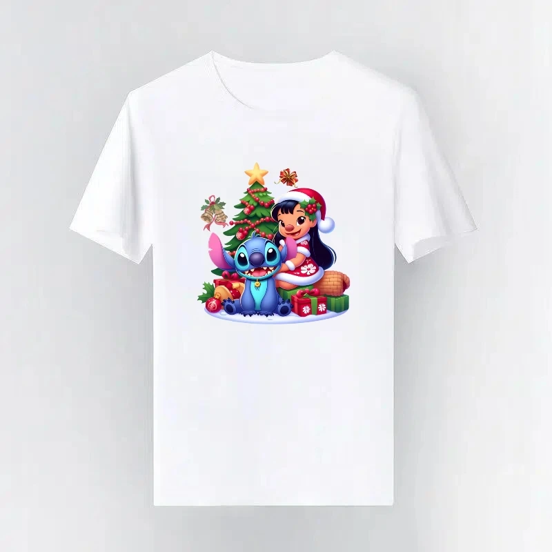 

Disney Lilo Stitch Holiday Gifts Parent-child Clothing Fashion Printing Clothes Short Sleeves Children t-shirt Couple's T-shirt