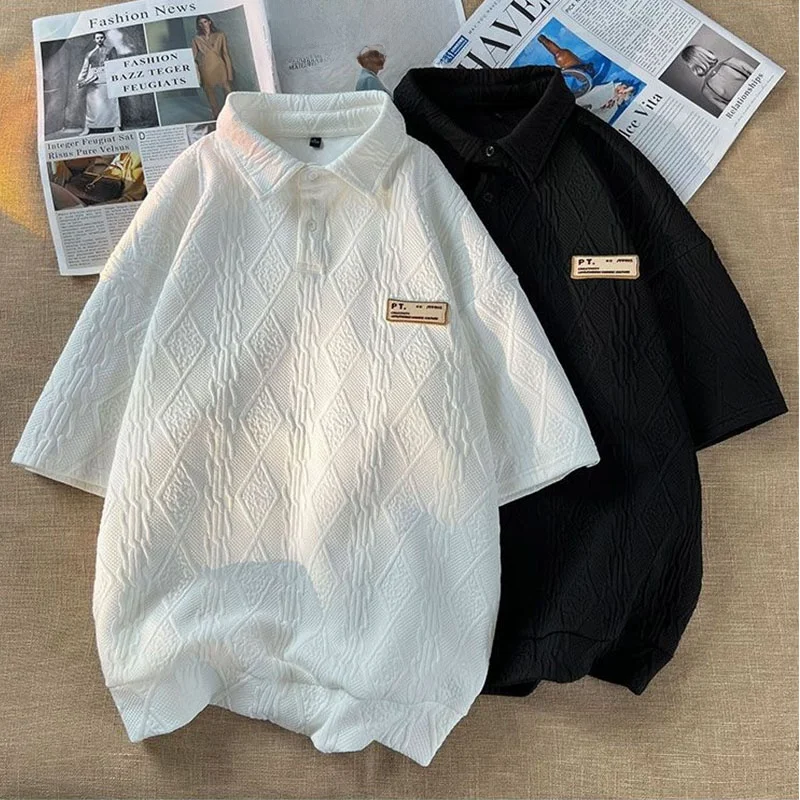 

Extra Large 300 Pou ort Sve irt Men's Summer American Design Trendy Loose Collar f Sve T-irt