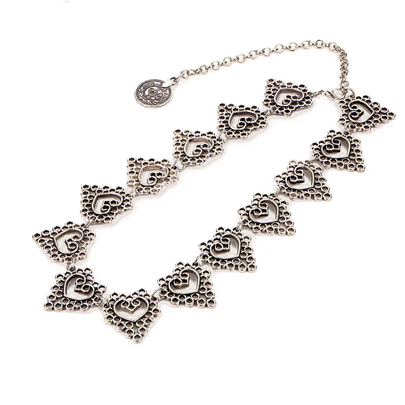 Retro Boho Beach Choker Necklace Vintage Hollow Heart Chockers Necklace For Women Maxi Necklace Collar YWXL071